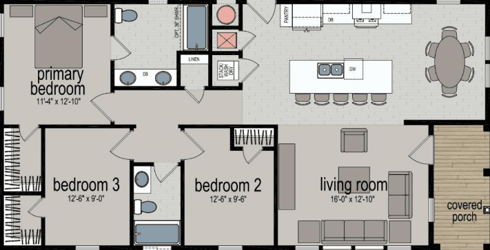 Humboldt bay - 52 x 26'8 floor plan home features