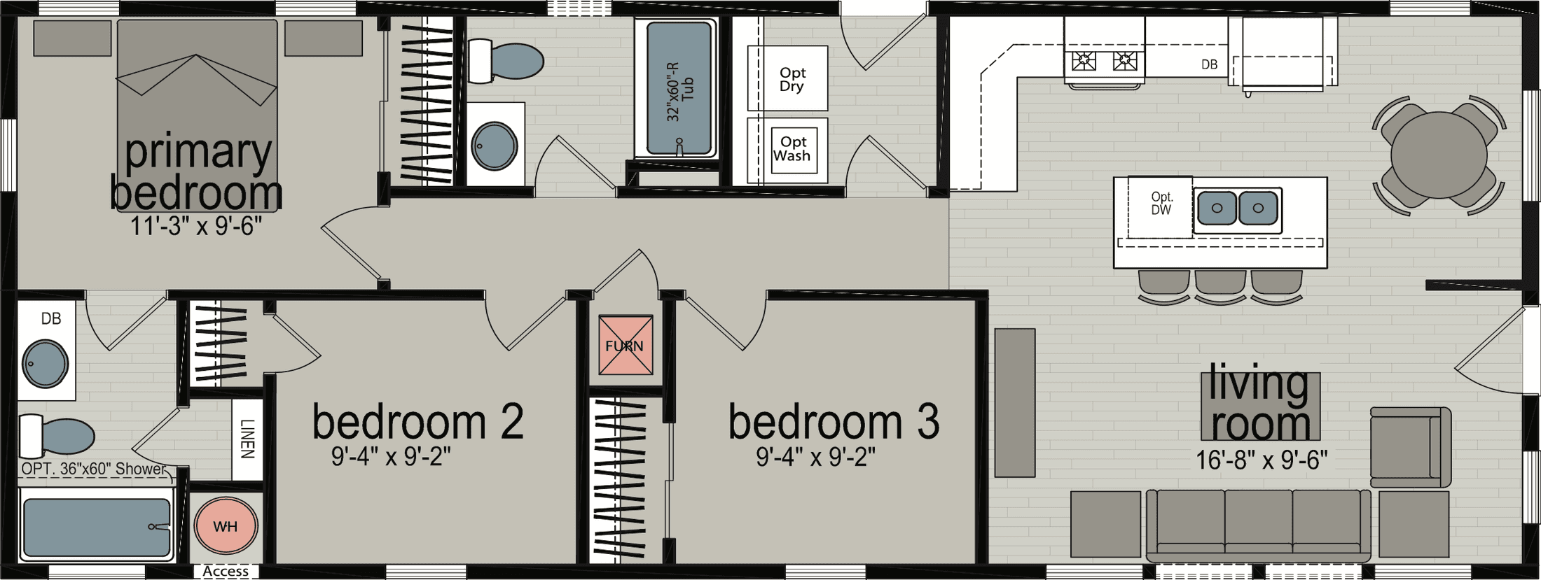 Sail bay floor plan home features